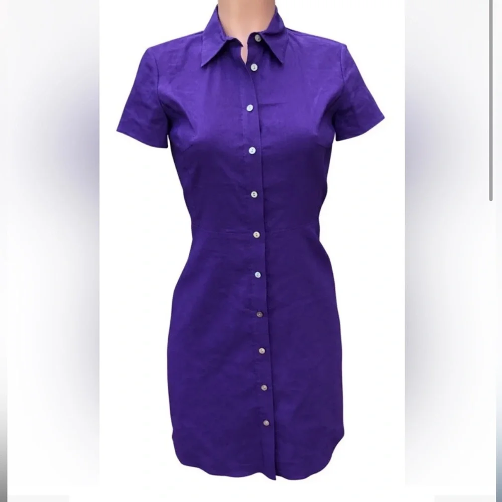 NWT Theory Dress Amethyst Purple Linen - Picture 1 of 10